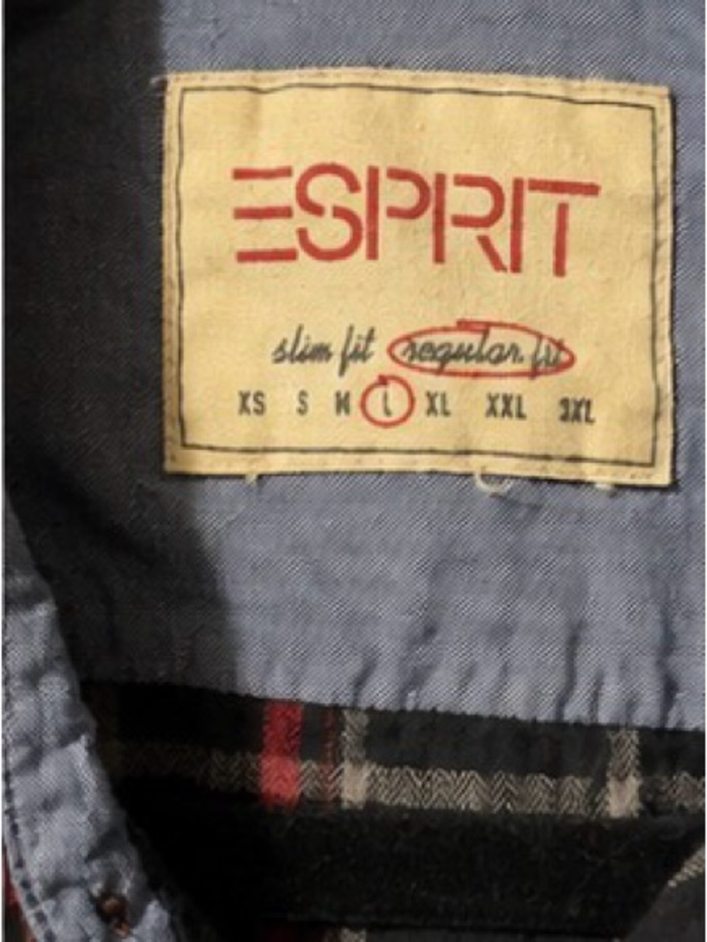 ESPRIT Men’s Plaid Button-Up Shirt Large Black Red Gray Cotton - Picture 3 of 5